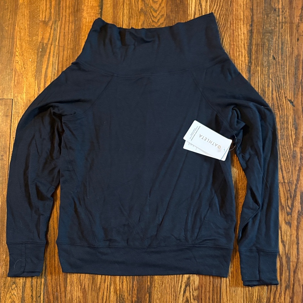 🎉NWT! Athleta Black Studio Barre Cowl Neck Sweatshirt